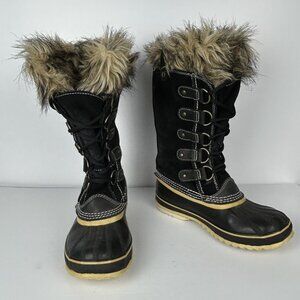 Sorel Boots Womens Size 7 Joan Of Arctic Waterproof‎ Insulated Black Lace Up